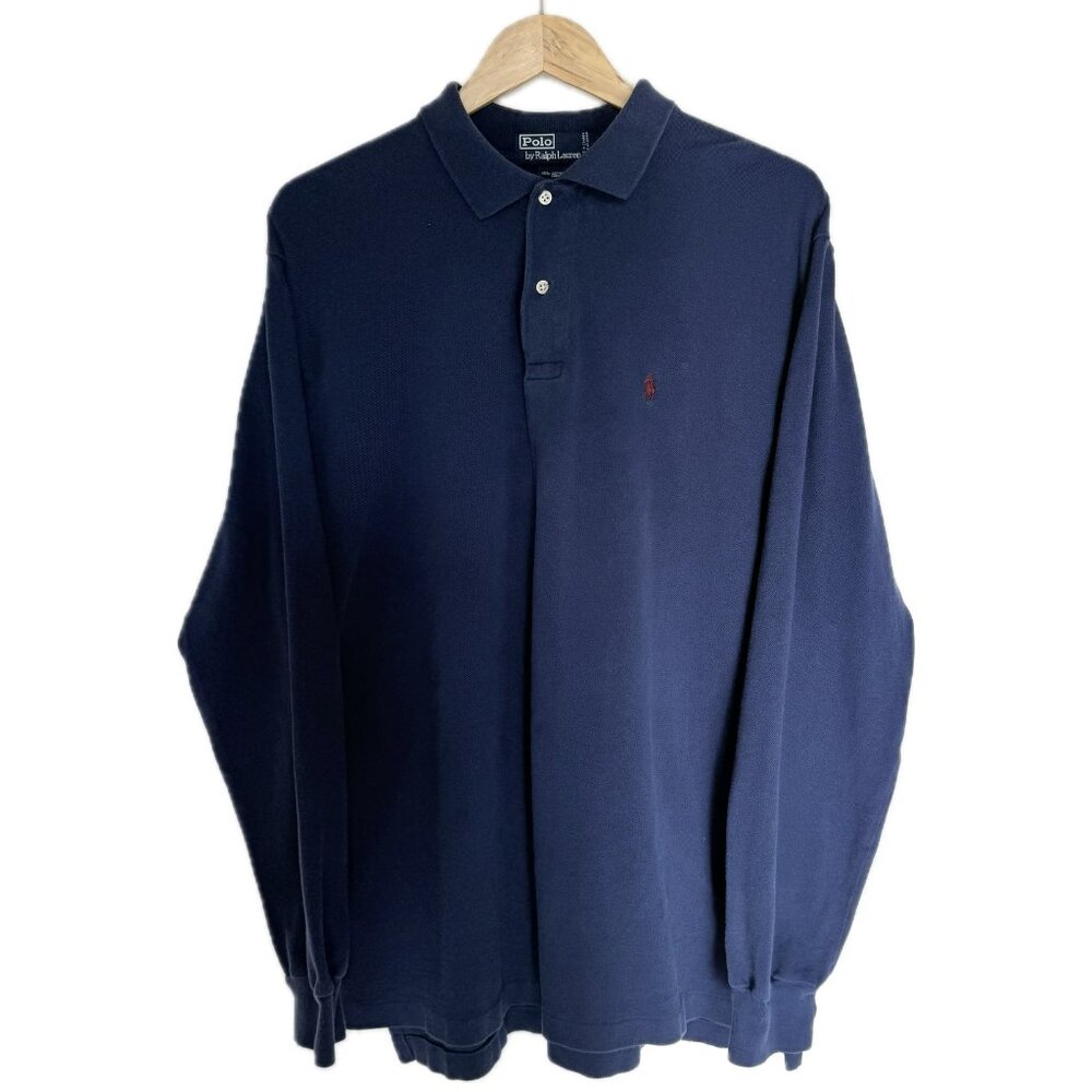 Polo by Ralph Lauren Navy Long Sleeve Polo with Red Pony